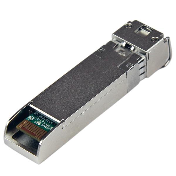 10GBASE-LR SFP+ module for 10 Gbps fiber connectivity, LC connector, 10 km range, hot-swappable, and lifetime warranty.