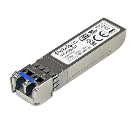 10GBASE-LR SFP+ module with LC connector, 10 Gbps speed, single-mode fiber, up to 10 km distance, lifetime warranty.