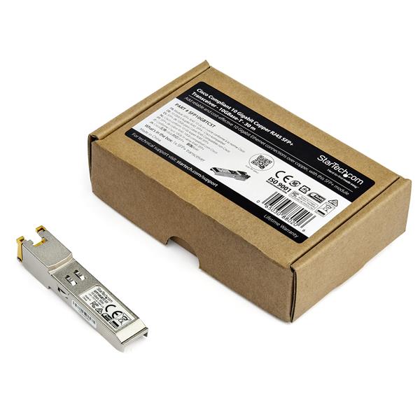 Cisco Compatible 10GBASE-T SFP+ Module with RJ45, 10Gbps speed, 30m range, hot-swappable for seamless network upgrades.