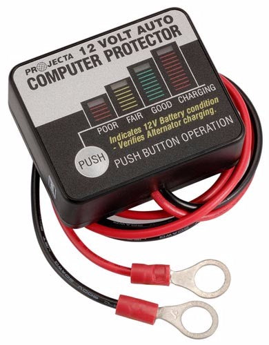 Projecta Surge Protector 12V Battery Analyzer, protects electronics from surges, indicates battery status, mounts directly to battery.