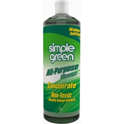 Simple Green All-Purpose Cleaner in a 1 Litre bottle, ideal for removing tough stains on all washable surfaces.