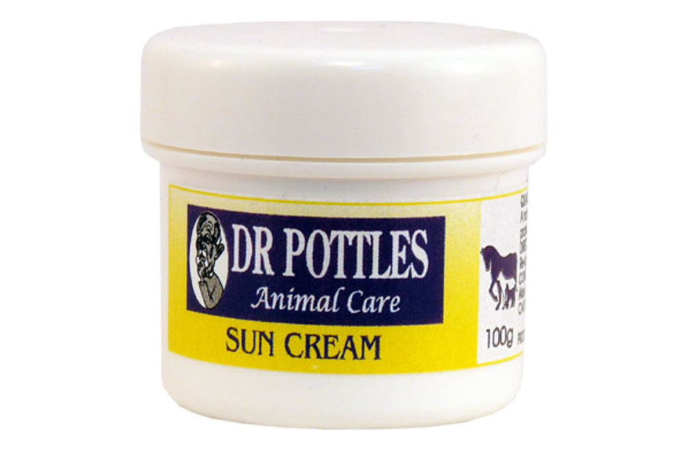 Dr Pottles Animal Sun Cream 100gm for pets, with natural ingredients and zinc oxide for effective UV protection.