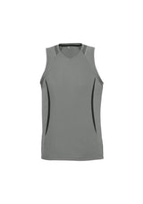 Men's Ash/Black Razor Singlet in size XL featuring breathable mesh panels and a stylish shoulder print for workouts.