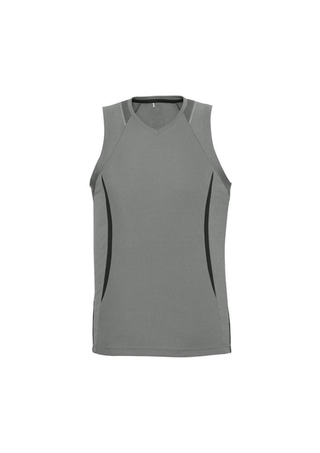 Men's Razor Singlet in Ash/Black, Size L, featuring breathable fabric, stylish design, and excellent UV protection.