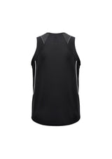 Men's black and white Razor Singlet, Size L, features breathable mesh panels, moisture-wicking fabric, and a modern design.
