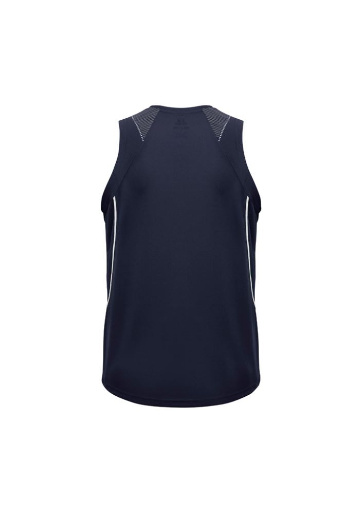 Men's Razor Singlet in Navy/White, Size L, featuring breathable fabric and stylish contrast design for workouts or casual wear.