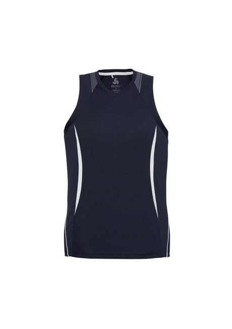 Men's Navy/White Razor Singlet in XL, featuring breathable mesh panels, stylish contrast, and lightweight, moisture-wicking fabric.