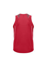 Men's Razor Singlet in Red and White, size 5XL, featuring breathable fabric, V-neck, and stylish mesh underarm panels.
