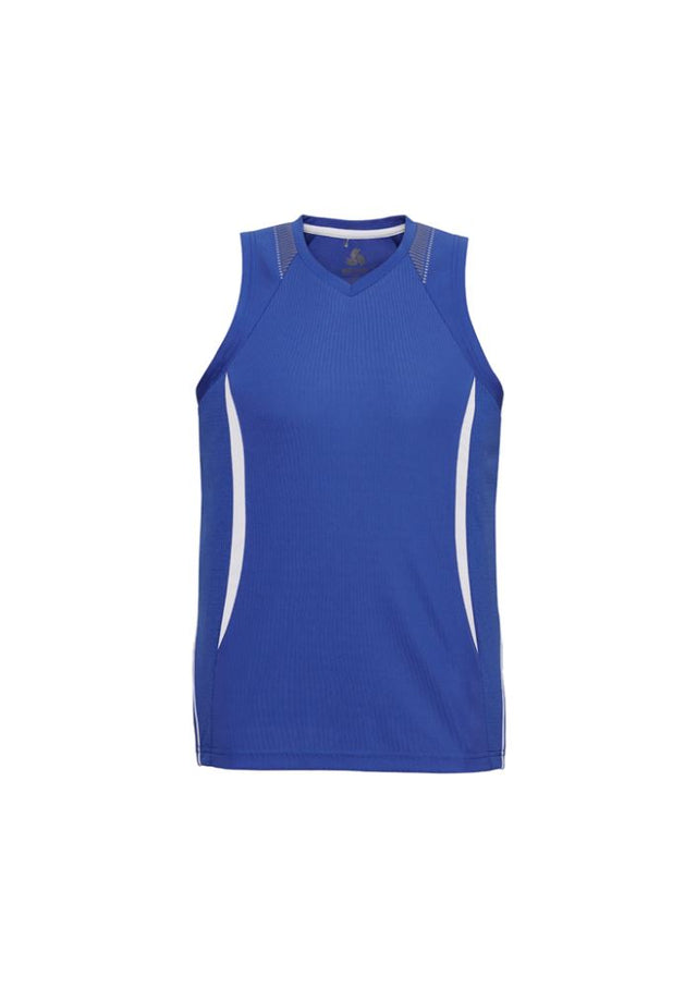 Men's Razor Singlet in Royal and White, size 3XL, features breathable mesh panels and a stylish V-neck design.