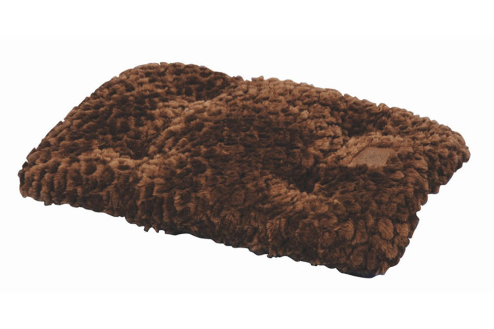 Cozy brown Snoozzy Deluxe Sleeper Mat for dogs and cats, featuring plush fabric and non-skid backing for stability.