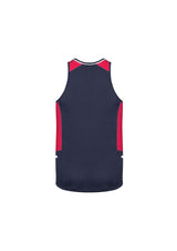 Men's Renegade Singlet in Navy/Red/Silver, Size L, featuring breathable fabric, reflective trims, and dynamic design for athletes.