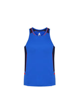Men's Renegade Singlet in Royal/Navy/Fluoro Orange, lightweight, reflective trims, mesh side panels, size M for activewear style.