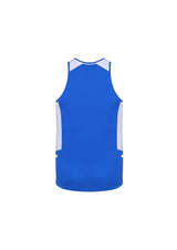 Men's Renegade Singlet in Royal/White/Silver, featuring breathable fabric, reflective trims, and mesh panels for optimal comfort.