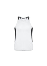 Men's 3XL Renegade Singlet in White/Black/Silver with breathable mesh panels, reflective trims, and UPF sun protection.
