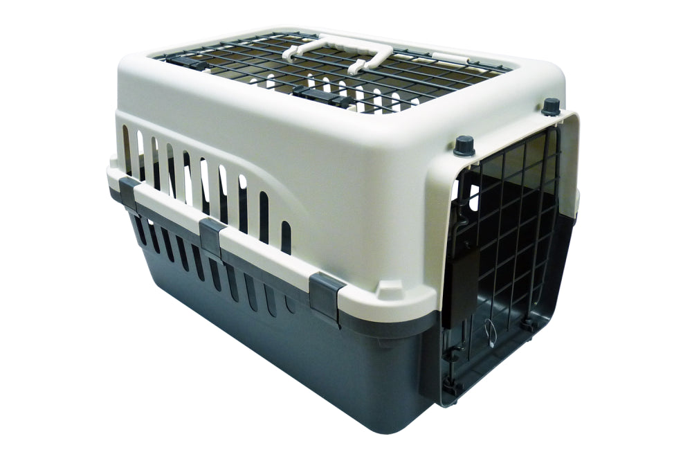 Open-top pet carrier for small dogs and cats, 50x35x32cm, featuring breathable mesh sides for comfort and easy access.