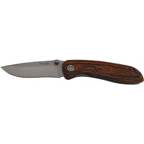 POCKET KNIFE with Pakkawood handle and 420 stainless steel blade, compact and reliable for outdoor adventures.