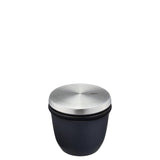 Salt And Spice Pot from Gefu X-Plosion, stylish stoneware container with airtight lid and wooden spoon for fresh herbs and dips.