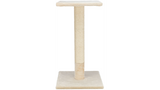 Beige 69cm scratching post with sisal rope and plush fabric, perfect for cat stretching and scratching.