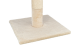 Beige 69cm scratching post with sturdy base, sisal rope, and plush covering for cat play and relaxation.