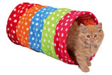 Colorful 50cm Cat Play Tunnel Rainbow with fleece lining and rustling foil for fun, engaging playtime for cats and small puppies.