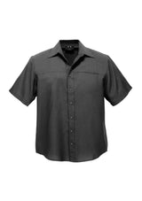 Men's Charcoal Oasis Short Sleeve Shirt in size 2XL, featuring breathable fabric, standard collar, and curved hem.