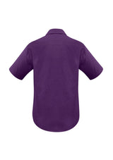 Men's Grape Oasis Short Sleeve Shirt in Size XL, featuring breathable fabric, UPF protection, and a stylish pocket design.