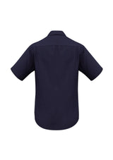 Navy short sleeve shirt for men in size 2XL, featuring breathable fabric, sophisticated design, and UPF sun protection.