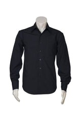 Men's Metro Long Sleeve Shirt in Black, Size XL, featuring a tapered fit, curved hem, and left chest pocket for stylish versatility.