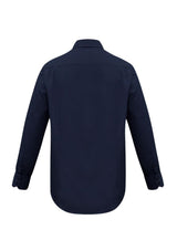 Men's Metro Long Sleeve Shirt in Navy, size XL, featuring a tapered fit, standard collar, and UPF protection from Biz Collection.
