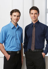 Men's 2XL Metro Long Sleeve Shirt in Royal blue, featuring a tapered fit, curved hem, and a left chest pocket.