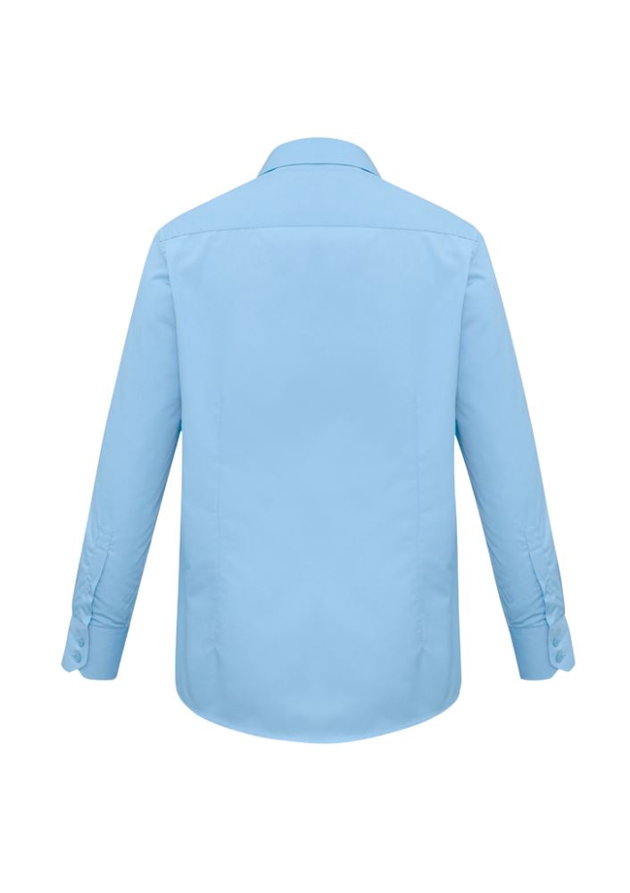 Men's Metro Long Sleeve Shirt in Sky, size 5XL, featuring a tapered fit, standard collar, and left chest pocket for versatile style.