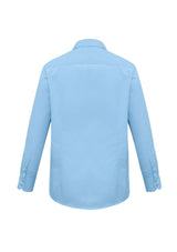 Men's Metro Long Sleeve Shirt in Sky, size 5XL, featuring a tapered fit, standard collar, and left chest pocket for versatile style.