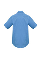 Men's Metro Short Sleeve Shirt in Mid Blue, size 2XL, featuring a modern fit, UPF protection, and left chest pocket.