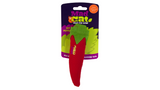 "Mad Cat Hot Peppurr cat toy, 22.4cm long, filled with catnip and silvervine for engaging feline playtime."