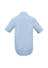 Men's Micro Check Short Sleeve Shirt in Sky, 4XL, featuring breathable fabric, modern micro check pattern, and standard collar.