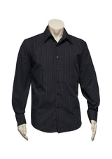 Men's black and white long sleeve shirt from Biz Collection, featuring a tailored fit, UPF protection, and stylish design.