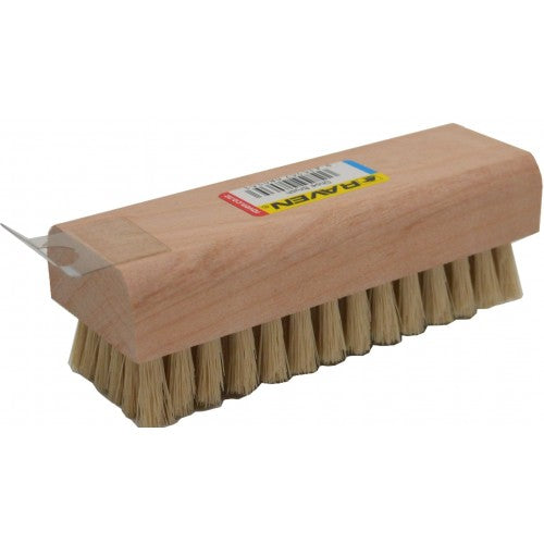 Premium shoe brush with wooden stock, 5-row bristles for cleaning and polishing all types of shoes, compact size for easy use.