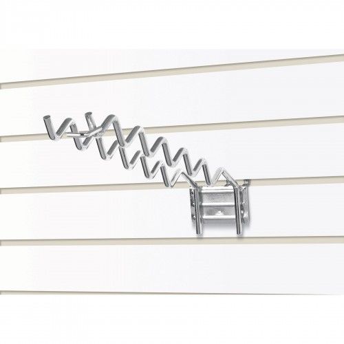 Sturdy pegboard/slatwall hook designed for organizing shovels and garden tools, maximizing vertical storage space.