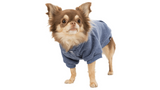 Cozy blue BE NORDIC dog hoodie for medium dogs, featuring a functional hood and warm, roughened inner side.