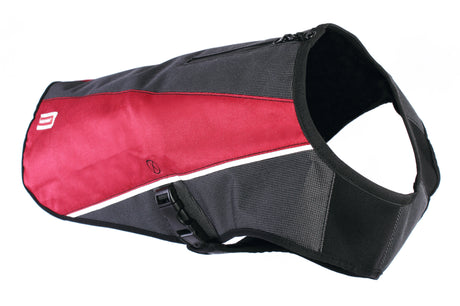EzyDog Element XXL Scarlet Dog Jacket for 77cm dogs, featuring fleece lining, waterproof shell, and adjustable Neo-Expand neck.