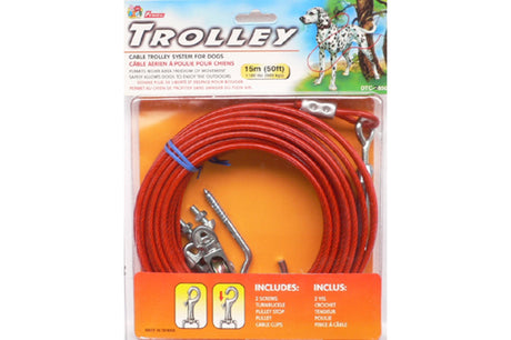 Dog Trolley Cable System - 15m, strong 500kg, features a 15m cable for safe outdoor freedom for large dogs.