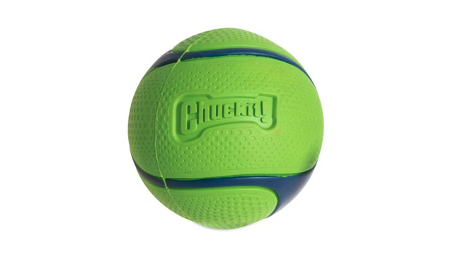 Medium Chuckit! Peanut Butter Sniff Fetch Ball, durable rubber, enticing peanut butter scent, perfect for engaging fetch play.