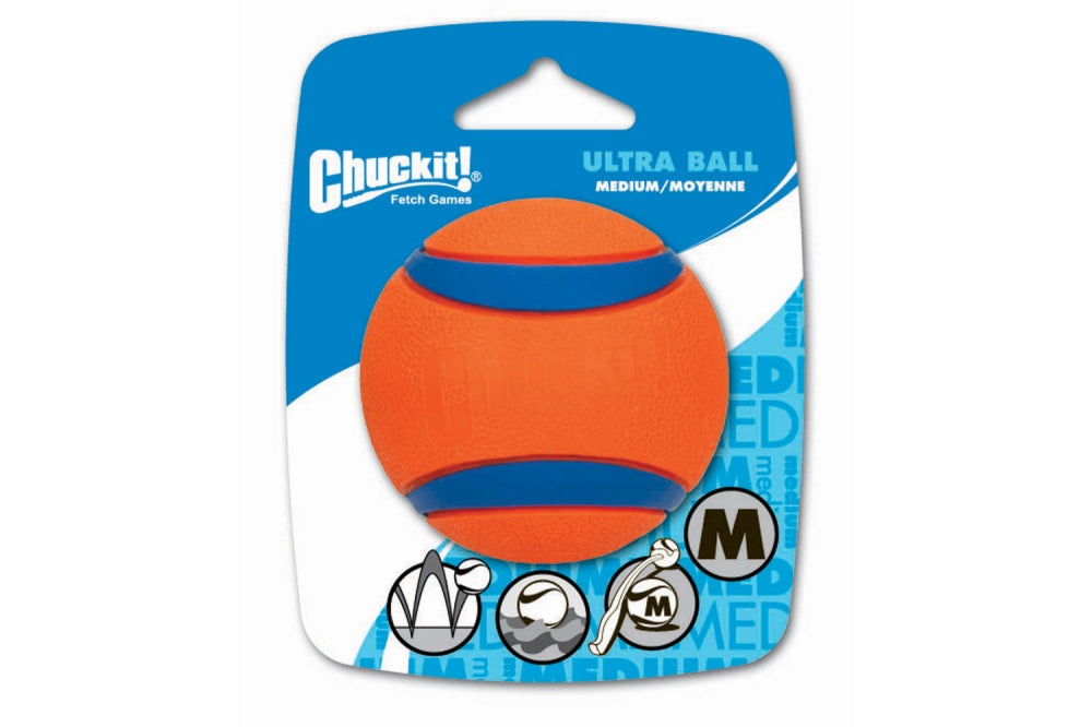 Chuckit! Ultra Ball for dogs, 2.5-inch, durable, buoyant, bright-colored, perfect for fetch and water play.