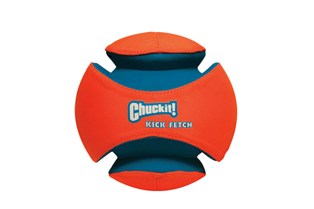 Large 19cm kick-fetch ball for dogs, durable and vibrant, perfect for interactive play and exercise.