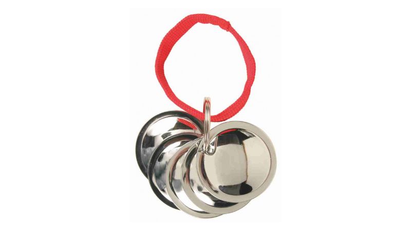 High-quality chrome training discs (4.5cm) for effective signaling, includes rope and training instructions, pack of five.