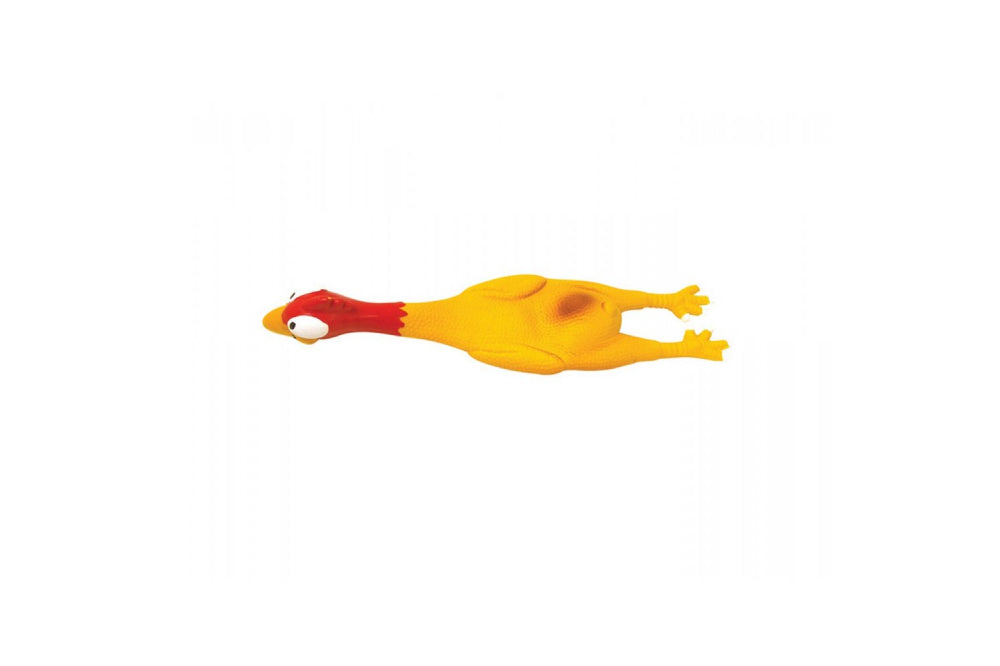 Mini 14cm squeaky latex chicken dog toy, perfect for small to medium dogs, offering hours of fun and safe playtime.