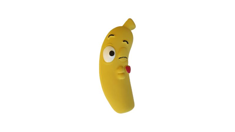 Latex Stuffed Grunter Banana dog toy (13cm) features a squeaky sound, durable latex, and a vibrant banana shape for fun playtime.