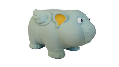 Latex Stuffed Grunter Flying Elephant dog toy (15cm) for durable play, engaging grunter, perfect for small to medium dogs.