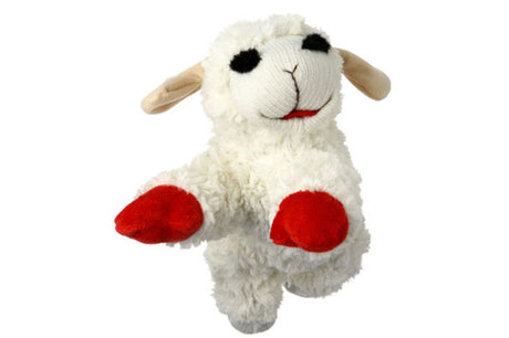 Lamb Chop plush dog toy, 25cm, soft and squeaky, perfect for snuggling and interactive play for dogs of all sizes.