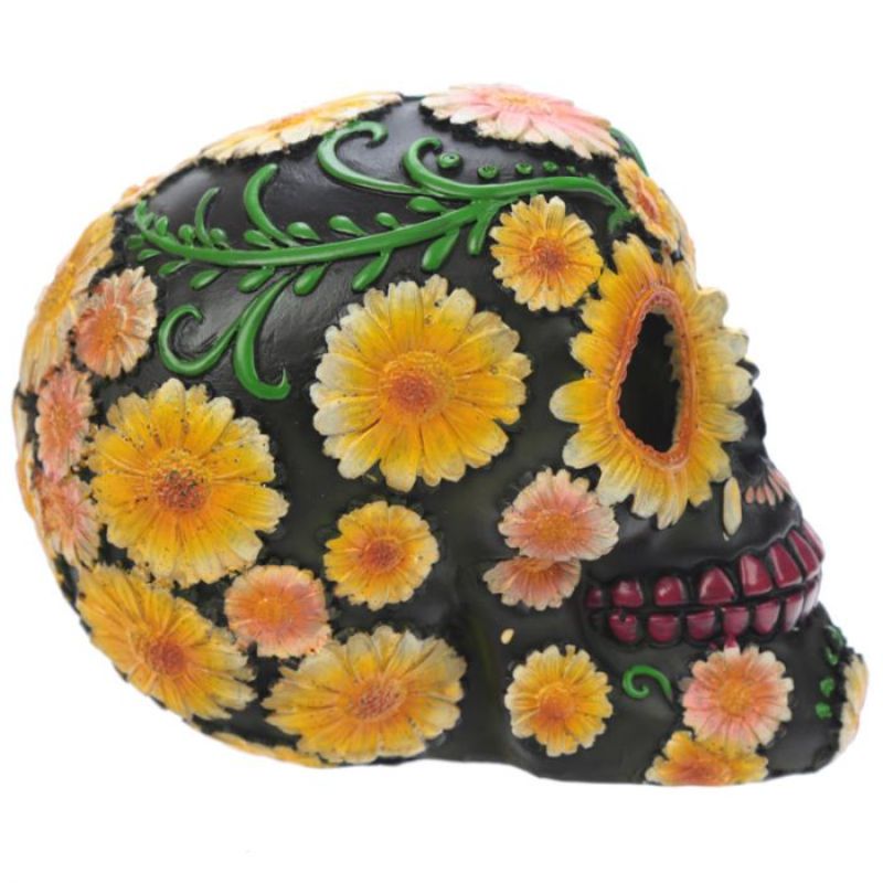Ornament - Day of the Dead Skull Head with Daisy Floral Motif (15cm)